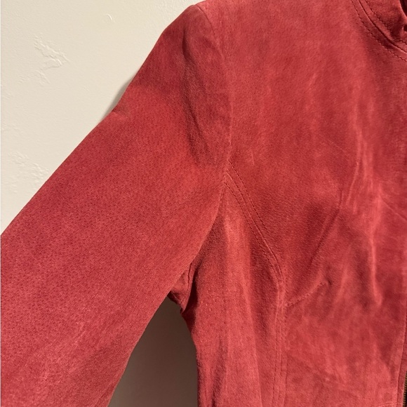 Relativity Vtg Women's Red Rust Suede Bomber Jacket Y2K Genuine Leather Large - Picture 4 of 13